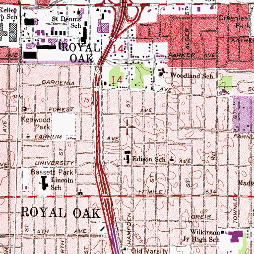 Topographic Map of Edison Park, MI