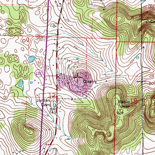 Topographic Map of Mathes Stone Quarry, IN