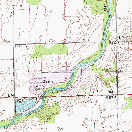 Topographic Map of McCorkle Quarry, IN