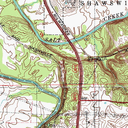 Topographic Map of McShain Quarry, IN