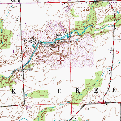 Topographic Map of Meshberger Quarry, IN