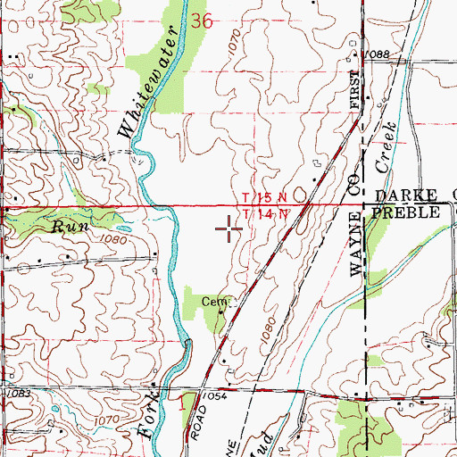 Topographic Map of Middleboro Stone Quarry, IN