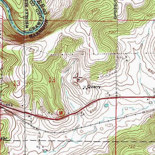 Topographic Map of Milltown Rock Quarry, IN