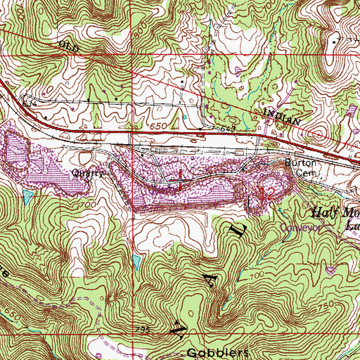 Topographic Map of Mitchell Quarry, IN