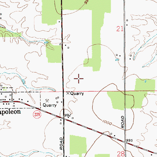 Topographic Map of Napoleon Quarry, IN
