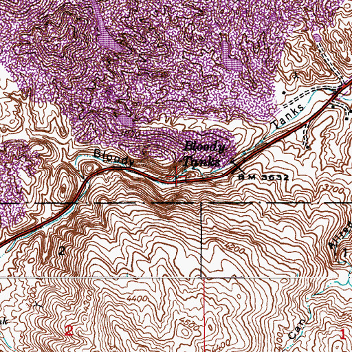 Topographic Map of Bloody Tanks, AZ