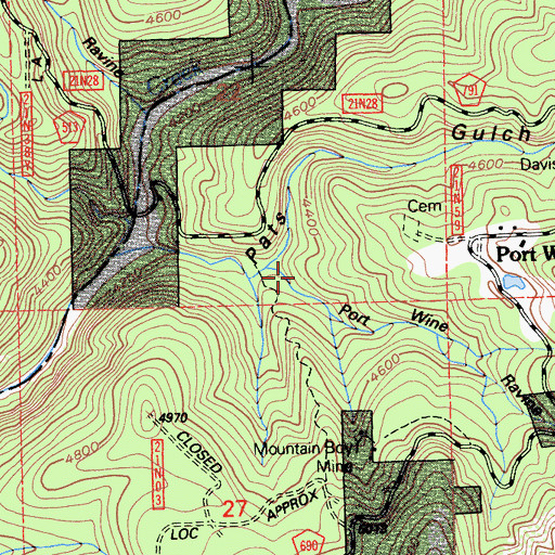Topographic Map of Port Wine Ravine, CA