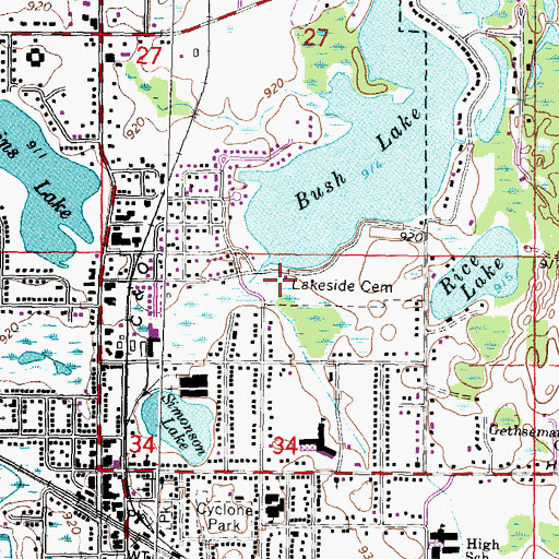 Topographic Map of Lakeside Memorial Park, MI