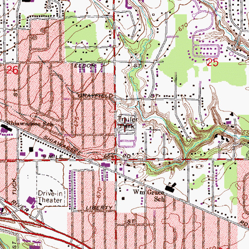 Topographic Map of Flamingo Trailer Court, MI