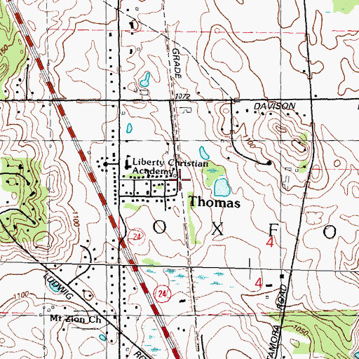 Topographic Map of Thomas Station (historical), MI
