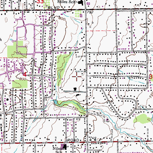 Topographic Map of Woodland Elementary School, MI