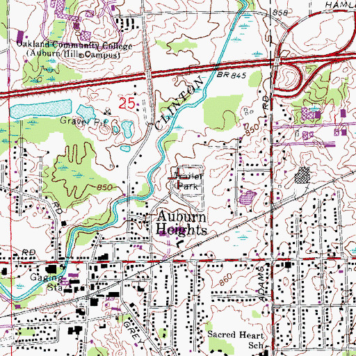 Topographic Map of College Heights Mobile Home Park, MI