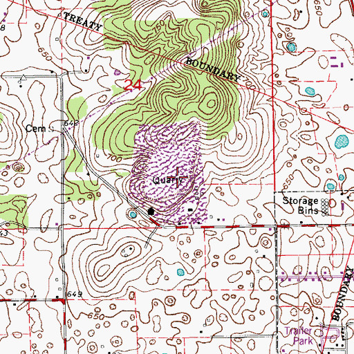 Topographic Map of Orleans Quarry, IN