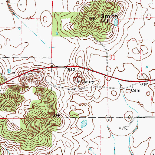 Topographic Map of Owsley Quarry, IN