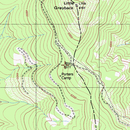 Topographic Map of Porters Camp, CA