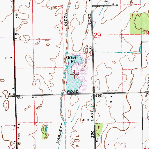 Topographic Map of Reeves Sand and Gravel Pit, IN