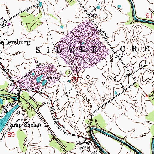 Topographic Map of Sellersburg Stone Quarry, IN