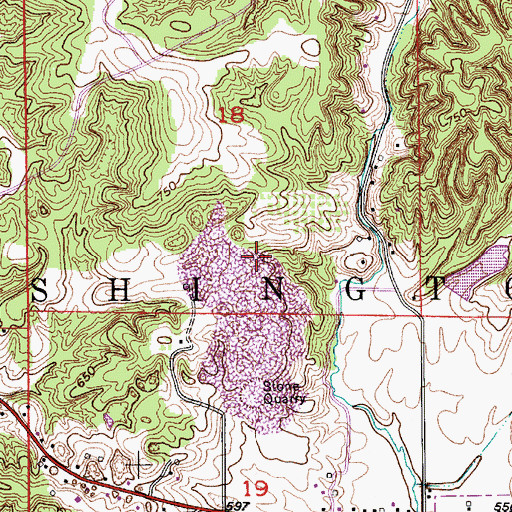 Topographic Map of Spencer Quarry, IN