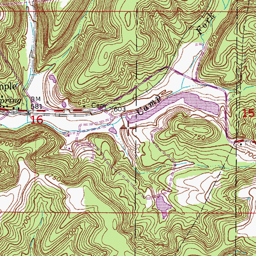Topographic Map of Temple Quarry, IN