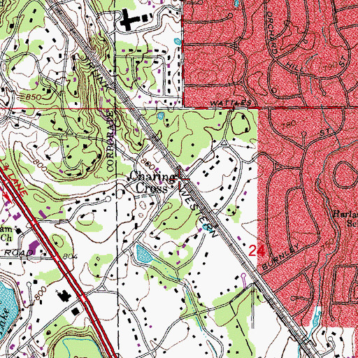 Topographic Map of Charing Cross Station (historical), MI