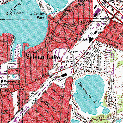 Topographic Map of Sylvan Lake Station (historical), MI