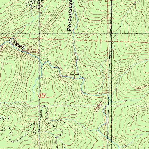 Topographic Map of Portuguese Creek, CA