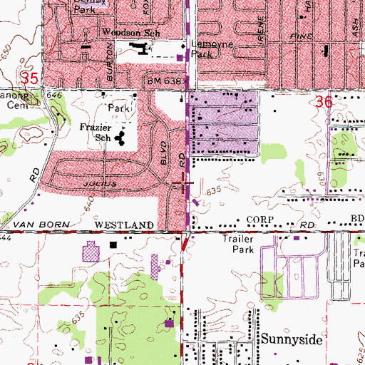 Topographic Map of Annapolis Park Historic District Historical Marker, MI