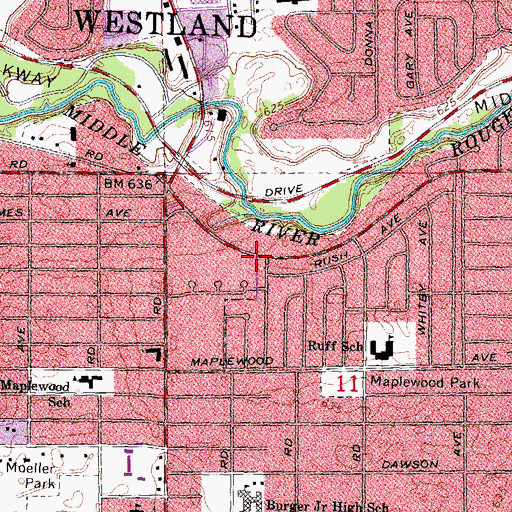 Topographic Map of A Nankin Pioneer Historical Marker, MI