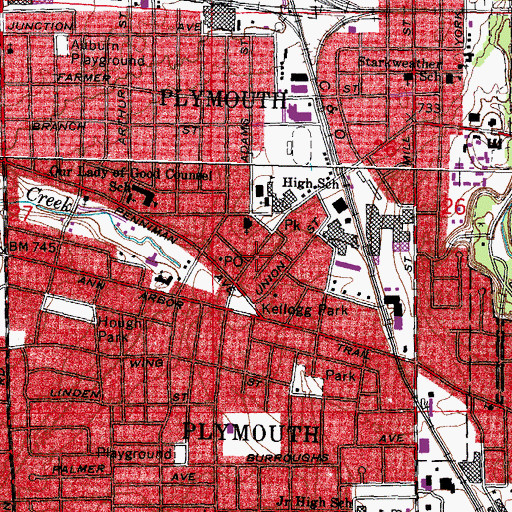 Topographic Map of Baker House Historical Marker, MI