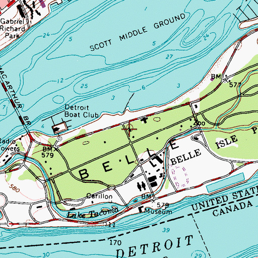 Topographic Map of Police Dispatch Radio Historical Marker, MI