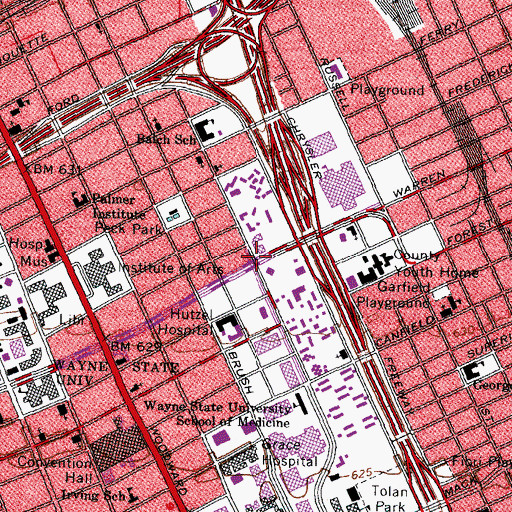 Topographic Map of Bethel African Methodist Episcopal Church Historical Marker, MI