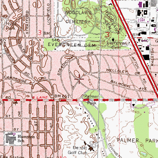 Topographic Map of Bishop's Residence Historical Marker, MI