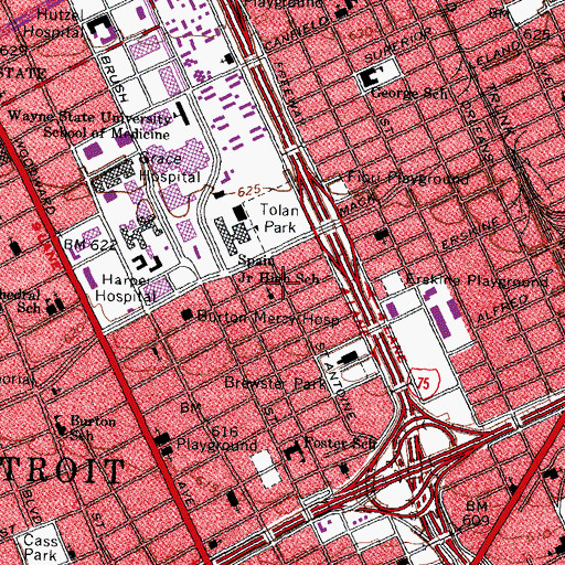 Topographic Map of Brewster Homes Historical Marker, MI