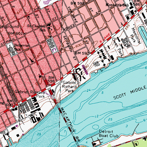 Topographic Map of Brodhead Naval Armory Historical Marker, MI