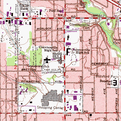 Topographic Map of Clarenceville School District Historical Marker, MI