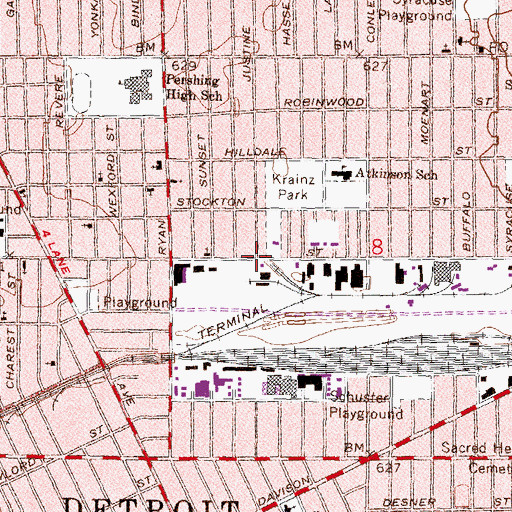 Topographic Map of Conant Gardens Historical Marker, MI
