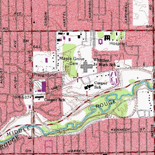 Topographic Map of Cooper School Historical Marker, MI