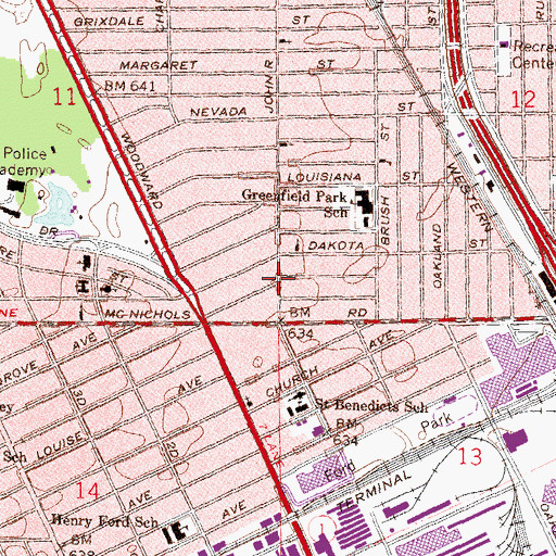 Topographic Map of Dakota Inn Rathskeller Historical Marker, MI