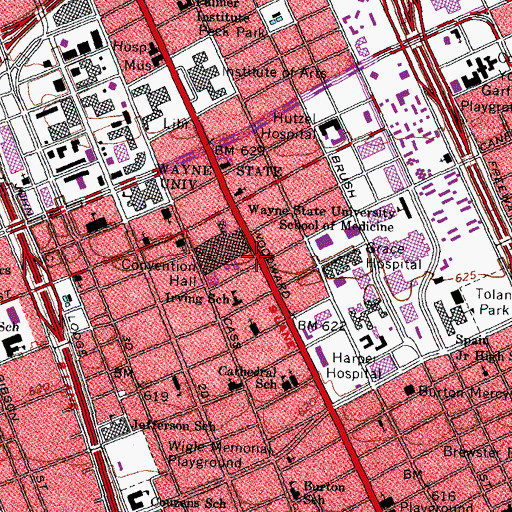 Topographic Map of David Whitney Junior Residence Historical Marker, MI