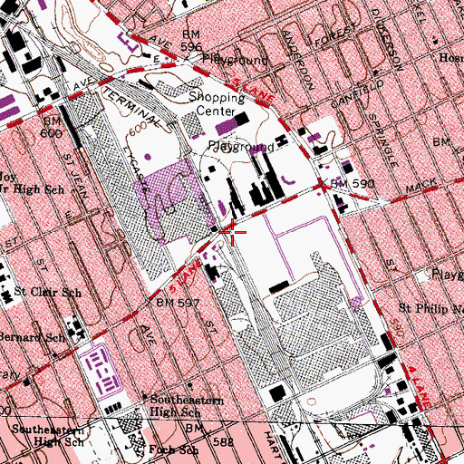 Topographic Map of Defer Elementary School Historical Marker, MI