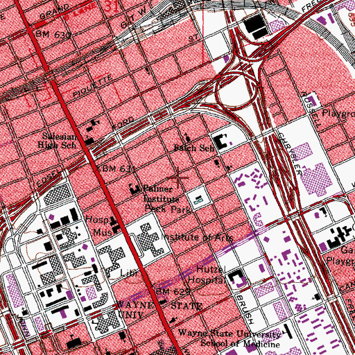 Topographic Map of Detroit Association of Women's Clubs Historical Marker, MI