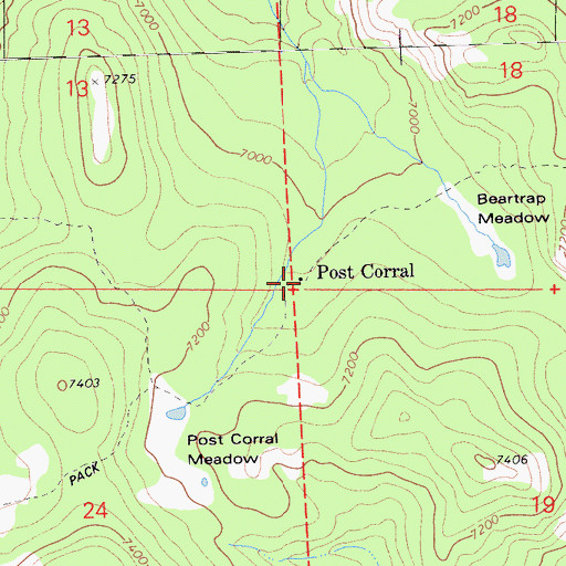 Topographic Map of Post Corral, CA