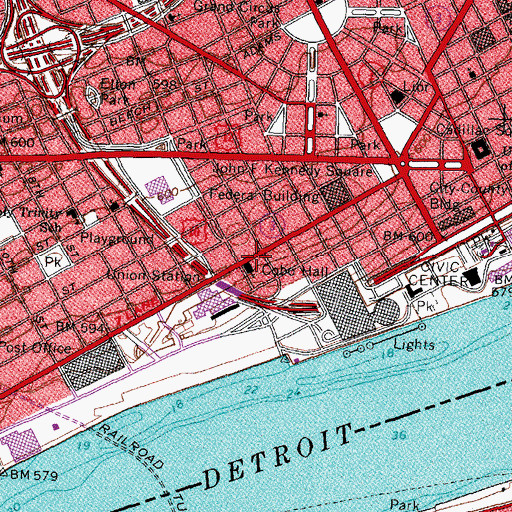 Topographic Map of The Detroit Free Press Historical Marker, MI