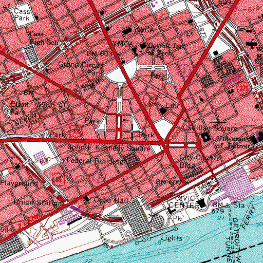 Topographic Map of Detroit Plaindealer Historical Marker (historical), MI