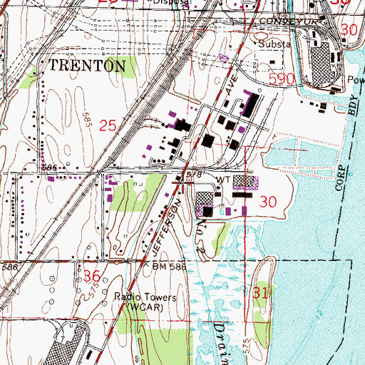 Topographic Map of Detroit River Historical Marker, MI