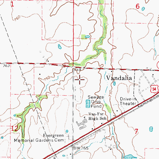 Topographic Map of Van-Far Elementary School, MO