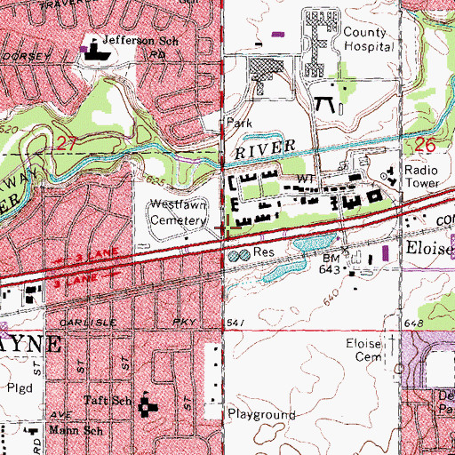 Topographic Map of Eloise Historical Marker, MI