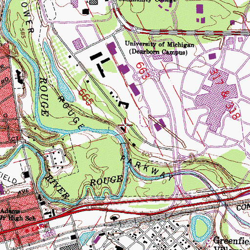 Topographic Map of Fair Lane Manor Historical Marker, MI