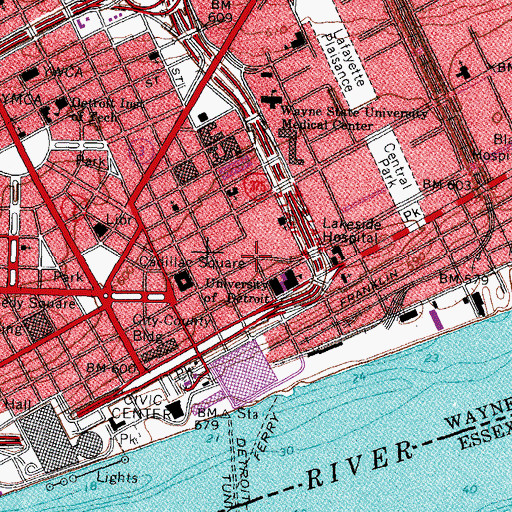 Topographic Map of First Jewish Religious Service Historical Marker, MI
