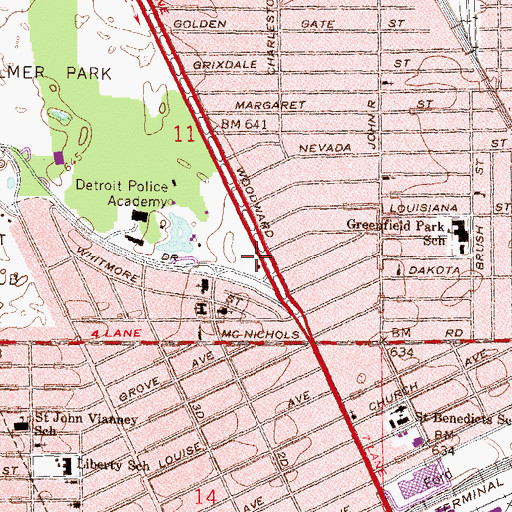 Topographic Map of First Mile of Concrete Highway Historical Marker, MI